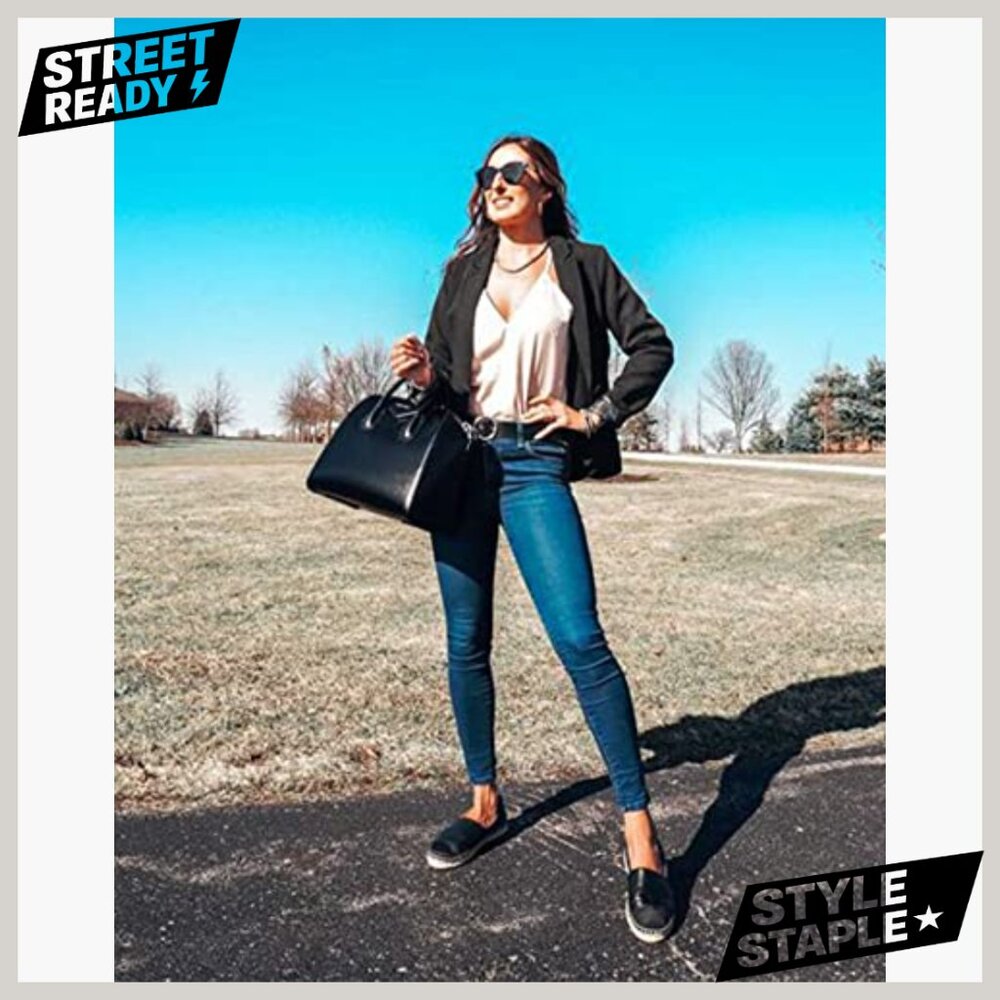 Notched Lapel Blazer Jacket Polyester Work Office… - image 5